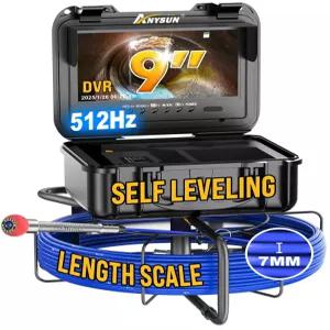512Hz Sonde 7MM 두꺼운 푸시로드 길이 표시 32GB 카드 9인치 HD 모니터 DVR 200피트 하수도 스코프 파이프