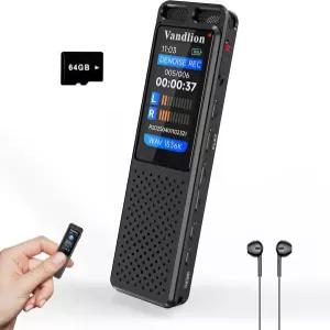 기능이 있는 78GB 음성 활성화 소음 감소 Vandlion 536Kbps 디지털 오디오 장치 시간 강의 회의 인터뷰