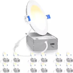Ensenior 12팩 4인치 LED 오목등 조광성 2700K-5000K 5CCT 750LM 고휘도 9W 120V 3핀 ERL-9X-ETL 감쇠 등급