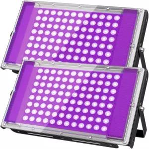 AUROHOPE 100W LED 블랙 라이트 플러그 앤 스위치 포함 385nm UV 플러드 넓은 공간을 위한 IP66 방수