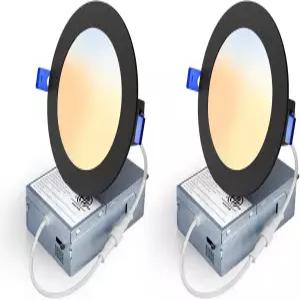 Veriligt 2팩 4인치 5CCT LED 오목 조명 간편한 설치를 위한 슬림 웨이퍼 캔리스 다운라이트 정션 박스