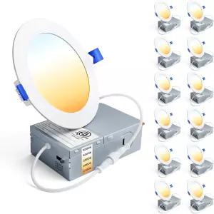엔시니어 12팩 4인치 LED 오목 천장 조명 조광성 2700K-5000K 5CCT 750LM 9W 120V 고휘도 캔리스 웨이퍼