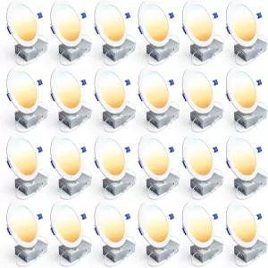 엔시니어 24팩 6인치 LED 오목 천장 조명 조광성 2700K-5000K 5CCT 1200LM 12W 120V 고휘도 캔리스 웨이퍼