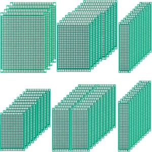 hiBCTR 64pcs 그린 PCB 보드 - DIY 전자기기용 5가지 크기의 양면 회로 및 완벽한 브레드 납땜 프로젝트와