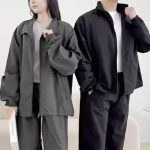 [의류] 남녀공용 하프넥 집업 맨투맨 오버핏 무지 긴팔 티셔츠 데일리 간절기 루즈핏 상의