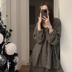 옥뚜브레 면 여름 캐주얼 투피스 우븐 베이직 하트 오렌지 잠옷 커플잠옷세트 셔링 UNO2