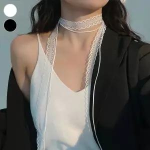 여성스런 레이스 두줄 레이어드 초커식 목걸이 스카프-WFNURRC