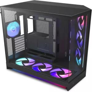 NZXT H9 플로우 RGB 2025 u203 대형 듀얼 챔버 ATX 미드 타워 공기 흐름 PC 케이스 팬 7개 6 x 40mm 및