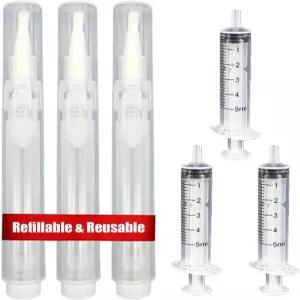 우르지노 3팩 6ml 리필 가능한 터치업 페인트 펜 벽용 빈 브러시 소형 가구 표면 수리 커버 재사용 키트