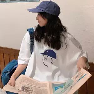 여성 도톰한 오버핏 여름 반팔티셔츠 박스티 반팔티