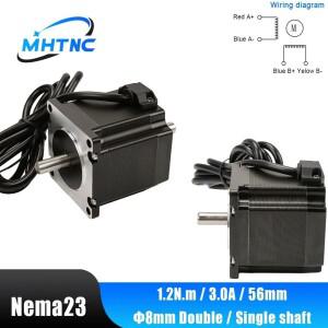 MHTNC Nema23 57HS56 스테퍼 모터 2상 4리드 1.0/1.2N.m 3A L56mm 180Oz-in D 6.35/8mm 프린터 장비용