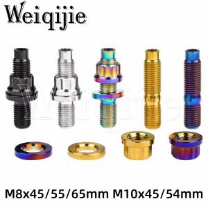 Weiqijie 티타늄 볼트 M8x455565mm M10x4554mm 합금 자동차 배기 매니폴드 스터드 너트 와셔 키트 세트