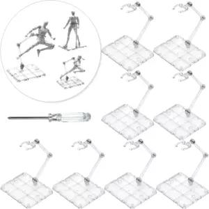 XISTEST 액션 피겨 스탠드 8 PCS 조립 디스플레이 홀더 베이스 인형 모델 지지대 드라이버 투명이 있는 HG
