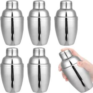 6PCS 미니 칵테일 셰이커 드링크 스테인리스 마티니 스트레이너가 있는 바 텐딩용 에스프레소 파티 홈