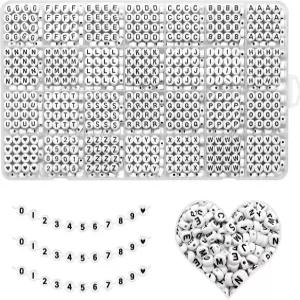 YMSDZHL 벳 비즈 AZ 300+PCS 레터 릴 4x7mm 원형 키트 블랙 디지트 및 팔찌 목걸이 DIY 보석 제작용 컬러풀