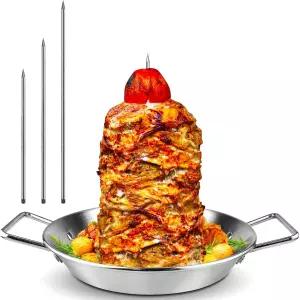 그릴용 알 파스토르 꼬치 304 스테인리스 스틸 수직 큐 스탠드 3 탈착식 스파이크(8/0/2) 타코 자이로스