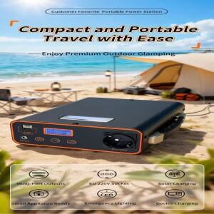 휴대용 태양광 발전기 220V, 200W 파워 스테이션 AC 콘센트, USB-C PD, LED 손전등 포함 캠핑, 비상용 백업