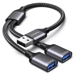 USB 스플리터 in 2 Out 케이블 충전 전원 및 데이터용 이중 포트 어댑터 노트북 PC 스마트 TV 데스크톱