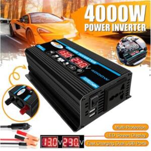 4000W 12V에서 220V/110V로 변환하는 차량용 파워 인버터 LED 디스플레이 충전기 어댑터 다중 보호 듀얼 US