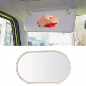 자동차 선바이저 미러 스테인리스 스틸 파편 방지 오토 배니티 백미러 자가 접착 시트백 메이크업 휴대용