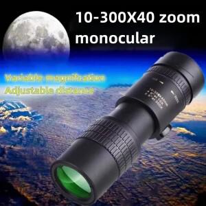 HD 줌 강력한 쌍안경 장거리 전문 단안 망원경 하이 퀄리티 BAK4-Prisms, 캠핑용 휴대용, 10-300X