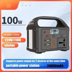 100W 24000mAh 휴대용 발전소 220V/110V 76.8Wh 태양광 Lifepo4 캠핑 여행용 야외 에너지 공급 장치