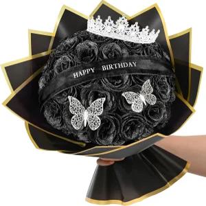 와이파루 글리터 장미 꽃다발 여성 엄마를 위한 생일 선물 스탠드업 사인이 있는 DIY 가짜 할머니 아내