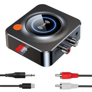 홈 스테레오용 블루투스 수신기 NFC 퀵 페어 3.5mm AUX/RCA TF 카드 슬롯 음악 스트리밍 스테레오 시스템용 무선 오디오 어댑터 저지연