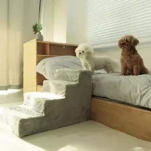 딩동펫 애견 계단 보들 슬개골 보호 생활 용품 극세사 스펀지 4단 MNS