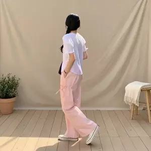 [옷자락]여성 허리밴드 포켓 일자핏 리본 팬츠 바지
