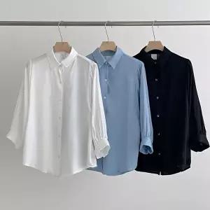 [옷자락]여성 사무실용 벌룬 7부 루즈핏 여름 블라우스