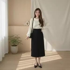 [옷자락]여성 라운드넥 퍼프 리본 블라우스 셔츠 남방