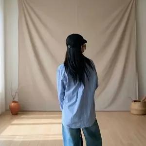 [옷자락]여성 모던 스트라이프 포켓 오버사이즈 셔츠 남방