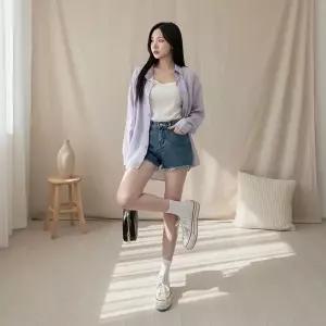 [옷자락]여성 린넨 언밸런스 카라넥 루즈 셔츠 남방 삼베