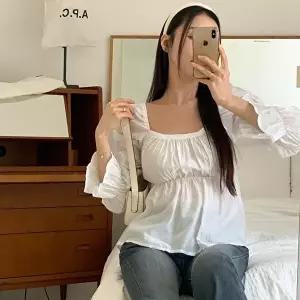 [옷자락]여성 스퀘어넥 셔링 기본 블라우스 반지 셔츠 남방