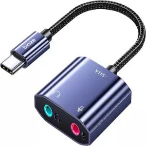 USB C에서 35mm 잭 오디오 어댑터 외장 사운드 카드 폰 및 마이크 TRS C로 Windows 노트북 데스크톱 MAC