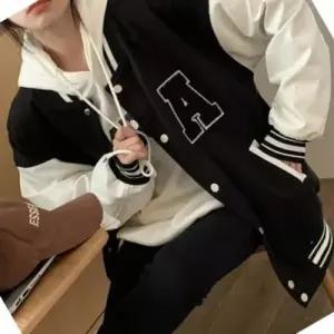 [텐바이텐]야구점퍼 여성 블랙 알파벳 디자인 점퍼 야 패션