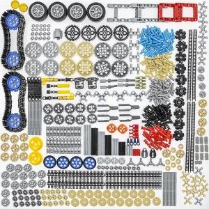 코버스 852pcs 기술 부품 기어-MOC-액슬 세트 커넥터-휠-핀-빔 유니버설-조인트-체인-트랙-타이어-충격