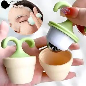 2/1pcs 핸드 헬드 바디 마사지 미니 화분 모양의 롤러 볼 비드 릴랙스 목 발 스킨 케어 도구 냉각