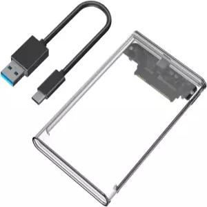 USB 3.0 외장 하드 드라이브 인클로저 2.5인치 SATA SSD HDD 케이스 케이블이 있는 투명 플라스틱 하우징