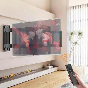 65-86인치 대형 TV용 풀 모터 월 마운트 롱 암 스마트 슬림 접이식 90 회전 기울기 연장 조절 가능 Max