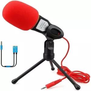 컴퓨터 마이크 콘덴서 3.5mm 플러그 앤 플레이 게임용 데스크톱 스탠드 유튜브 비디오 녹음 팟캐스트