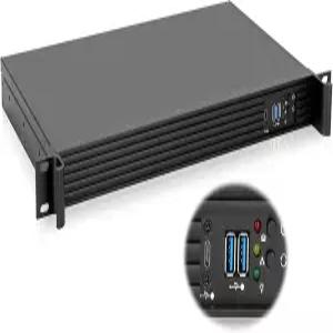 랙초이스 1U 컴팩트 서버/데스크탑 미니 ITX 섀시 - 9.84인치 깊이 마더보드 타입-C 및 USB3.0 블랙 지원