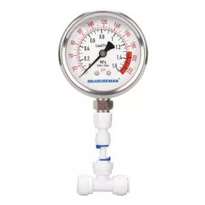 MEASUMEMAN 무연 글리세린 충전 역삼투압 게 정제수 압력 2/2인치 다이얼 4인치 하단 마운트 0220Psi/Mpa