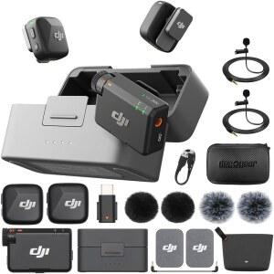 DJI 호환 마이크 미니2 TX 1 RX 충전 케이스 무선 라발리에 초경량 노이즈 캔슬링 최대 48시간 배터리 수명 번들 데코 기어 라펠 2개 및 5인치 EVA 포함