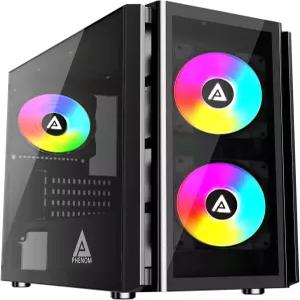 아페비아 페놈-BK 페놈 마이크로-ATX 게이밍 PC 케이스 120mm ARGB 팬 3개 RGB 라이트 모드 366개 유리