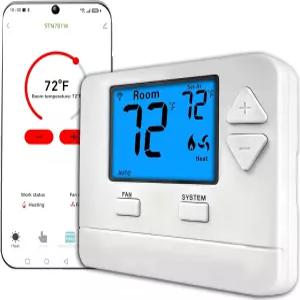 가정용 스마트 온도 조절기용 WiFi 1단 난방/1냉방 APP 리모컨 7일 또는 0일 프로그래밍 가능 C-Wire 필요