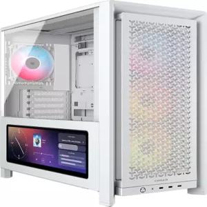 CORSAIR 프레임 4000D LCD RS ARGB 모듈식 미드 타워 ATX PC 케이스 - XENEON 엣지 터치스크린 인피니레일