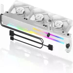 ARGB 5V 3핀 LED와 80mm 팬 3개가 장착된 아시아호스 그래픽 카드 쿨러 RGB 홀더 GPU 간편한 설치-화이트