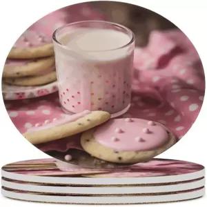 4PCS 음료 컵받침 핫 밀크 및 비스킷 세라믹 코크 베이스 흡수 세트 다양한 위한 테이블탑 보호 매트